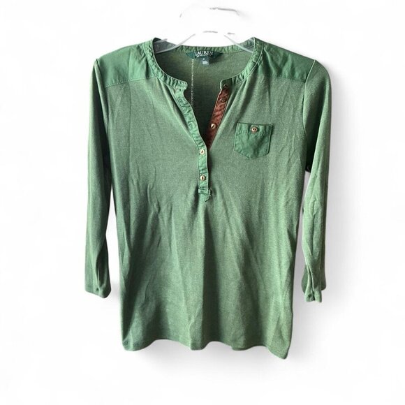 Ralph Lauren Equestrian Women’s Green 3/4 sleeve shirt Size Medium - Picture 1 of 4